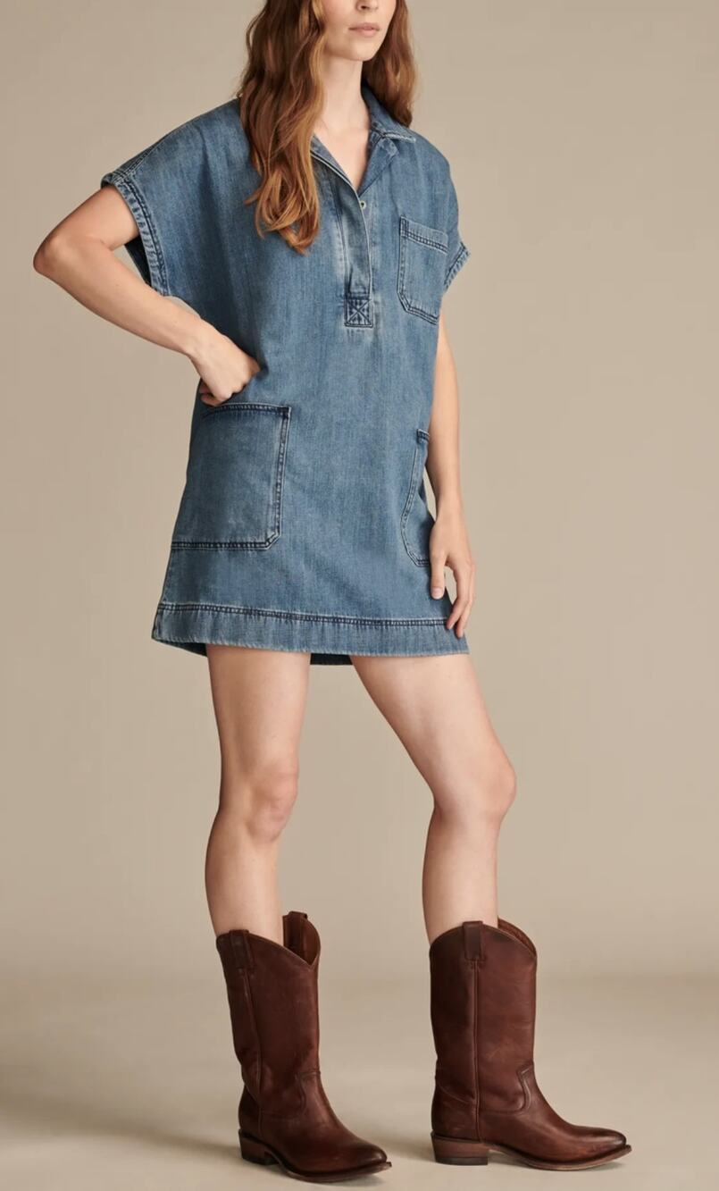 Lucky Brand Dolman Popover Denim Shirt Dress XS